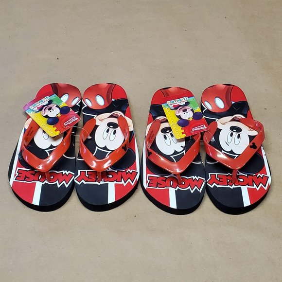 Mickey Mouse Flip Flops 2 Pack M13/1 Red - Picture 5 of 7